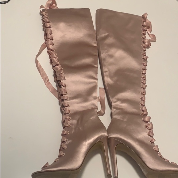 Aldo Lace-Up Over The Knee Boots, Light Pink - Picture 7 of 10